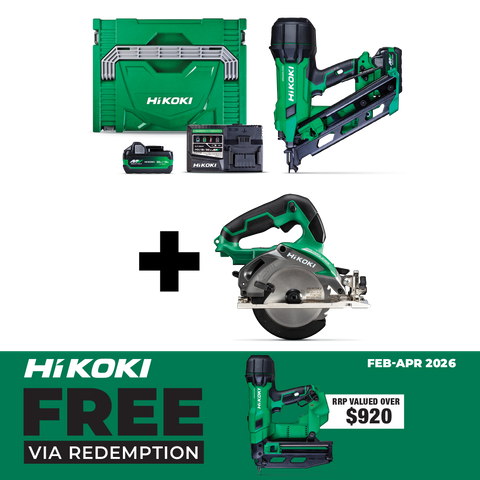 HiKOKI Cordless Brushless Framing Nailer Gasless & 125mm CIrcular Saw 18v Kit