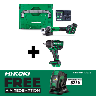 HiKOKI Cordless Brushless Angle Grinder & 1/2in Wrench 770N 36V Kit