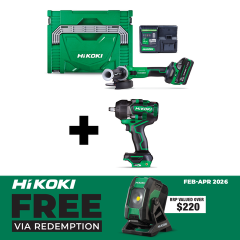 HiKOKI Cordless Brushless Angle Grinder & 1/2in Wrench 770N 36V Kit