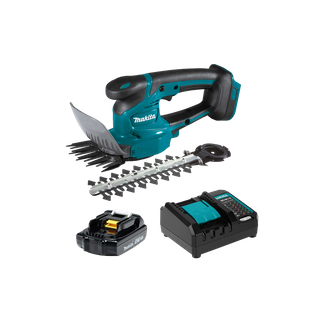 Makita LXT Cordless Grass Shear 11cm with Hedge Trimmer 20cm Attachment 18V 2Ah