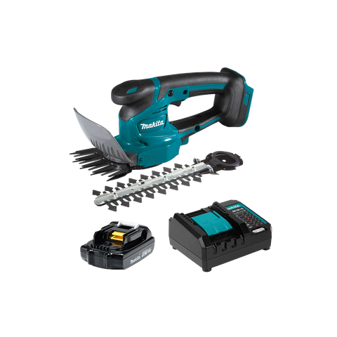 Makita LXT Cordless Grass Shear 11cm with Hedge Trimmer 20cm Attachment 18V 2Ah