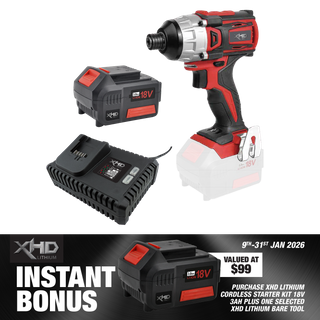 XHD Lithium Starter Kit 18V 3Ah with Impact Driver 180Nm 18V
