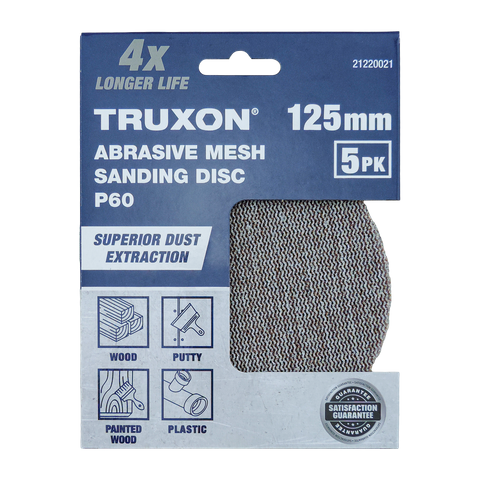 TRUXON Abrasive Mesh Sanding Disc 125mm P60 5pk