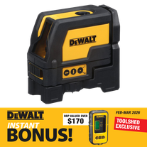 DEWALT Red Laser Level Cross Line and Plumb Dot with Bonus Detector