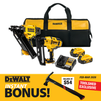 DEWALT Framing and Finishing Nailer Kit 18V 5Ah with ToolShed Framing Hammer