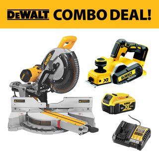 DEWALT Compound Sliding Mitre Saw 305mm with DeWalt Cordless Planer Kit 18V