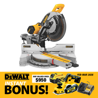 DEWALT Compound Sliding Mitre Saw 305mm with DeWalt Cordless Planer Kit 18V