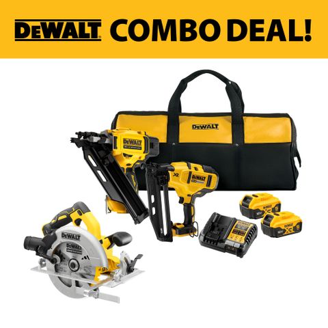 DEWALT Framing and Finishing Nailer Kit 18V 5Ah with 18v Circ Saw