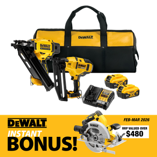 DEWALT Framing and Finishing Nailer Kit 18V 5Ah with 18v Circ Saw