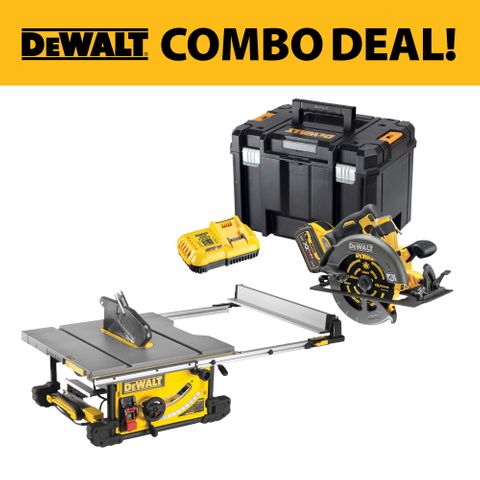 DEWALT Table Saw 254mm 2000W with DEWALT 54v Circ Saw 9Ah Kit