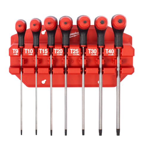 Milwaukee Torx Key Wrench Set 7pc T Handle with Rack