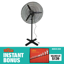 ToolShed Pedestal Fan 750mm with Gear Spanner Set 6-24mm 12pc