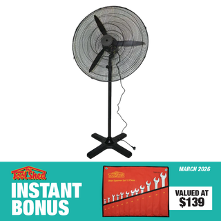 ToolShed Pedestal Fan 750mm with Gear Spanner Set 6-24mm 12pc