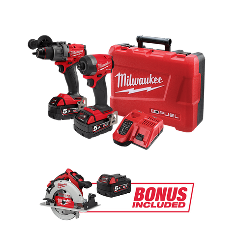 Milwaukee M18 FUEL Cordless Hammer Drill & Impact Driver BL18V with BONUS