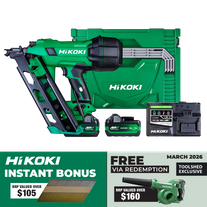 HiKOKI Cordless Framing Nailer Gasless Brushless 18V (2x 5Ah) with Bonus TSFNB