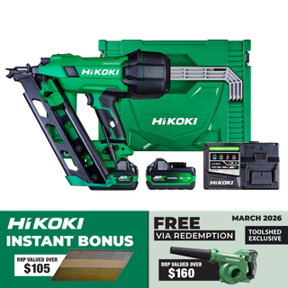 HiKOKI Cordless Framing Nailer Gasless Brushless 18V (2x 5Ah) with Bonus TSFNB