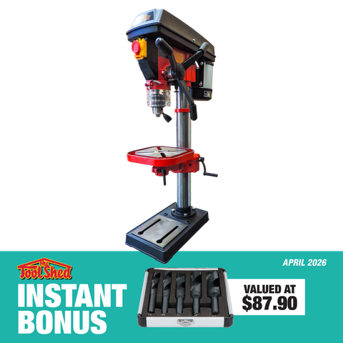 ToolShed Drill Press 20mm Bench Mount 1hp with HSS Drill Set 5pc