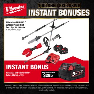 Milwaukee M18 FUEL Outdoor Power Head Gen2 3pc Kit 18V with BONUS Battery