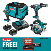 Makita LXT Cordless Kit 3pc 18V 5Ah with Bonus ToolShed Screwdriver Set