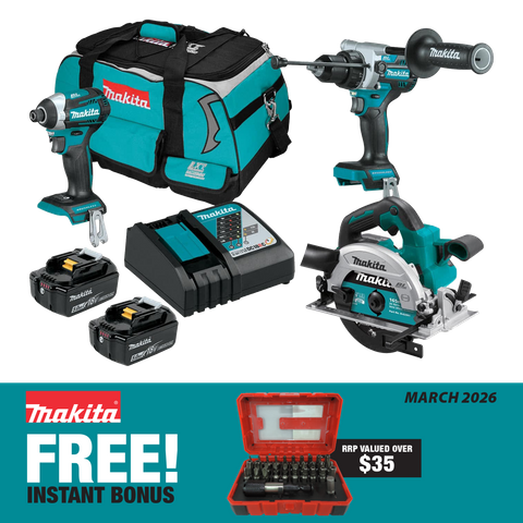 Makita LXT Cordless Kit 3pc 18V 5Ah with Bonus ToolShed Screwdriver Set
