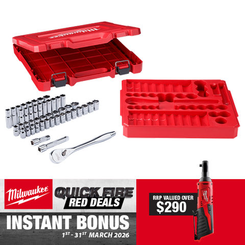 Milwaukee Socket Set 1/2in Dr Metric/Imperial 47pc with BONUS