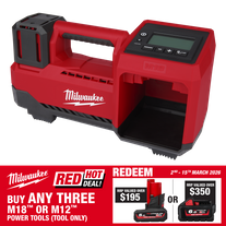 Milwaukee M18 Cordless Inflator 18V - Bare Tool with BONUS Battery