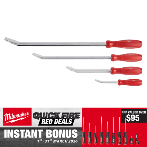 Milwaukee Pry Bar Set 4pc with BONUS Screwdriver Set 10pc