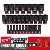 Milwaukee SHOCKWAVE Impact Socket Set 1/2in Dr Metric 29pc with BONUS