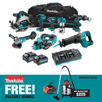 Makita XGT Cordless Combo Kit 8pc 40v 4Ah with Bonus ToolShed Vacuum & Shroud