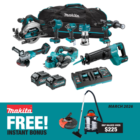 Makita XGT Cordless Combo Kit 8pc 40v 4Ah with Bonus ToolShed Vacuum & Shroud