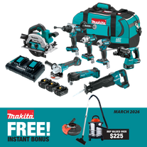 Makita LXT Cordless Combo Kit 8pc 18v 5Ah with Bonus ToolShed Vacuum & Shroud