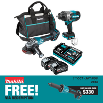 Makita XGT Cordless Impact Wrench 1/2in & Angle Grinder 125mm 40V 4Ah