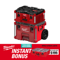 Milwaukee PACKOUT Low Profile Rolling Tool Box with Large Tool Box and BONUS