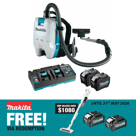 Makita XGT Cordless Backpack Vacuum Cleaner 32mm 40v 8Ah