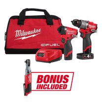 Milwaukee M12 FUEL Cordless Hammer Drill & Impact Driver 12V & BONUS Ratchet