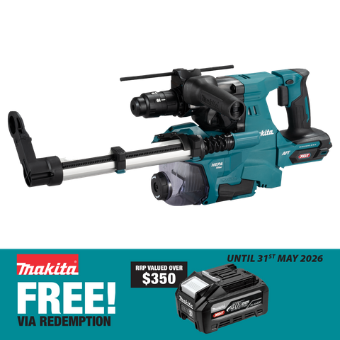 Makita XGT Cordless Hammer Drill 28mm BL SDS+Quick Change Chuck & DX18 40V- Skin