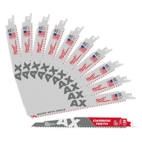Milwaukee SAWZALL Ax Recip Blades 230mm 5TPI 10pk with Bonus CARBIDE Recip Blade