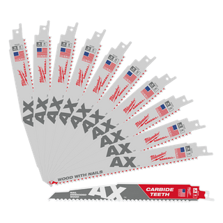 Milwaukee SAWZALL Ax Recip Blades 230mm 5TPI 10pk with Bonus CARBIDE Recip Blade