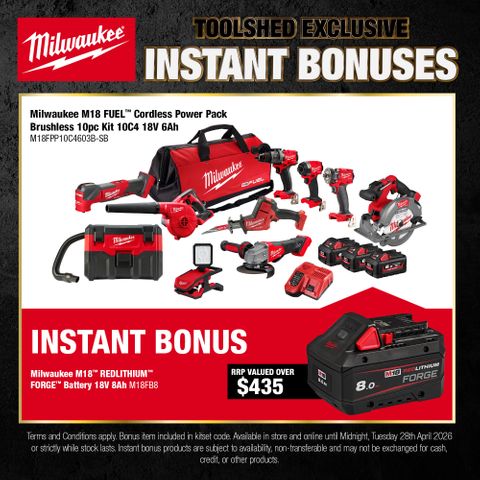 Milwaukee M18 FUEL Cordless Power Pack Brushless 10pc Kit with BONUS Battery