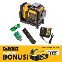 DeWalt Cross Line Laser 1080deg (3x 360) Green Beam 12V 2Ah