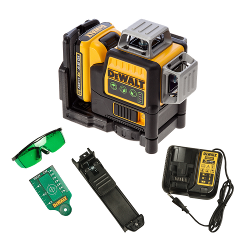 DeWalt Cross Line Laser 1080deg (3x 360) Green Beam 12V 2Ah