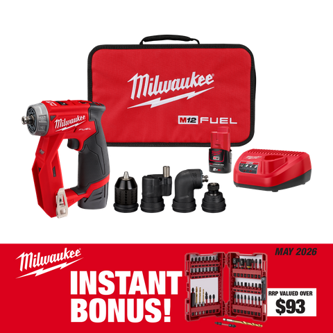 Milwaukee M12 FUEL Cordless Installation Drill/Driver Kit with BONUS