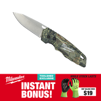 Milwaukee FASTBACK Folding Knife Camo with BONUS Gloves