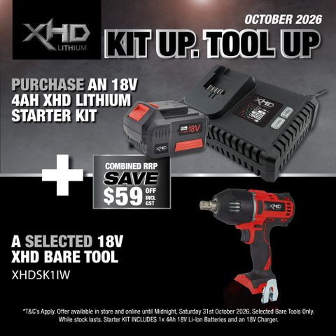 XHD LITHIUM Starter Kit 18V 4Ah with Impact Wrench 1/2in 400Nm 18V