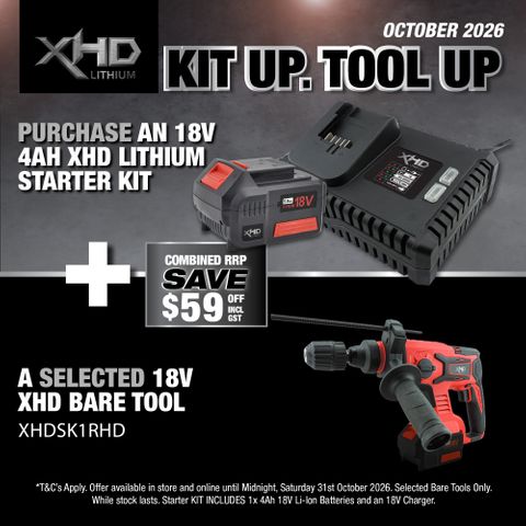 XHD LITHIUM Starter Kit 18V 4Ah with Rotary Hammer Drill 18V