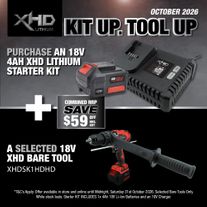 XHD LITHIUM Starter Kit 18V 4Ah with Heavy Duty Hammer Drill 150Nm 18V