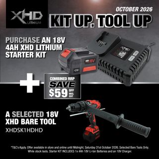 XHD LITHIUM Starter Kit 18V 4Ah with Heavy Duty Hammer Drill 150Nm 18V