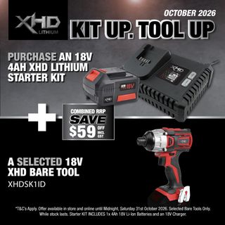 XHD LITHIUM Starter Kit 18V 4Ah with Impact Driver 180Nm 18V
