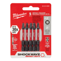 Milwaukee SHOCKWAVE Impact Bits #2 Square 50mm 5pk