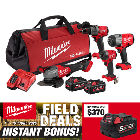 Milwaukee M18 FUEL Cordless Power Pack 4pc Kit 4L3 18V 6Ah With Bonus Battery
